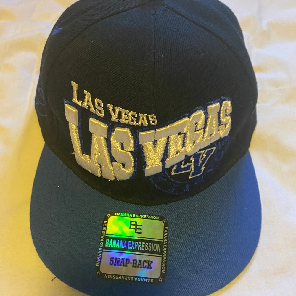 USA Men Black Las Vegas Embroidered Snap Back Baseball Cap Like NEW